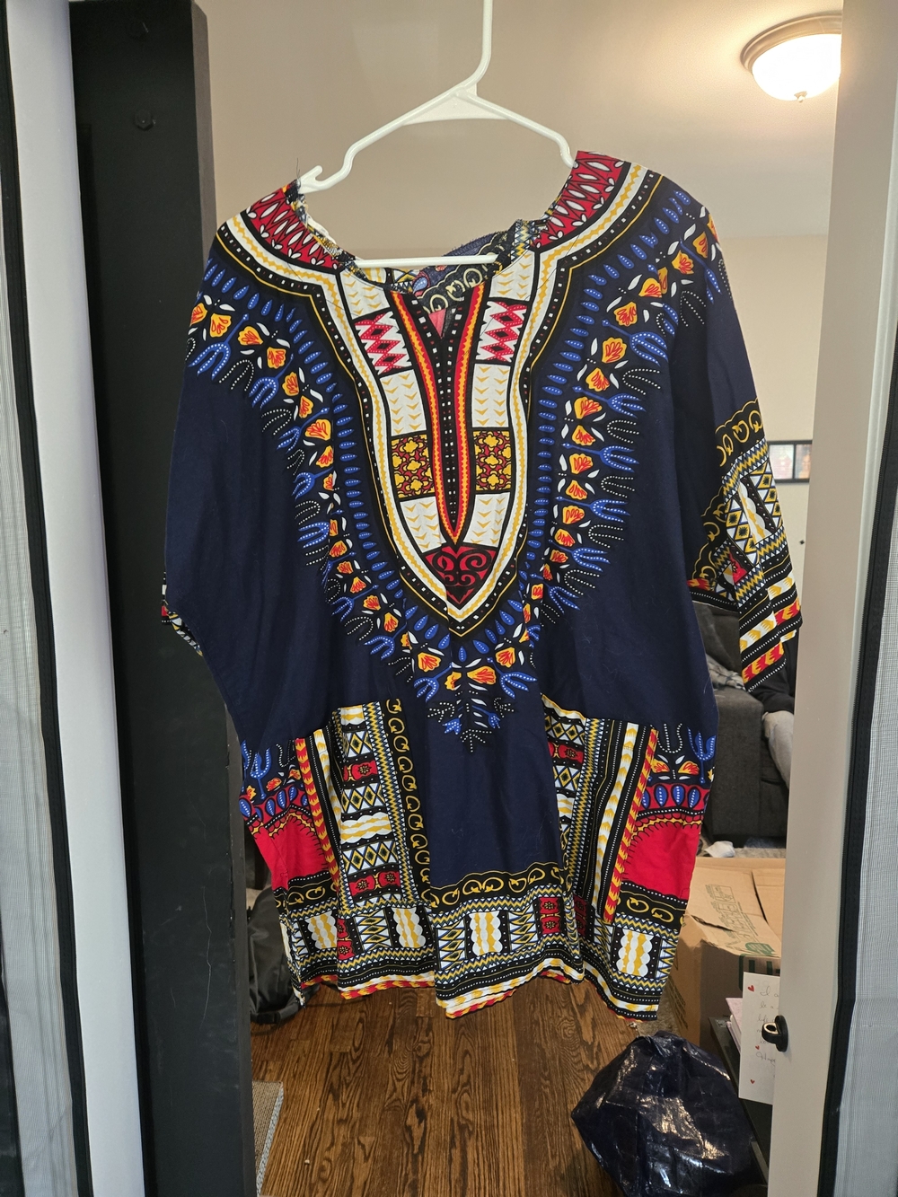 Navy Multicolor Dashiki-Style Women’s Tunic Top